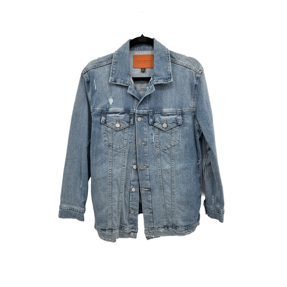 Lucky Brand Denim Jacket Mens S Blue Tomboy Trucker Distressed 7WP10483U4 Jean